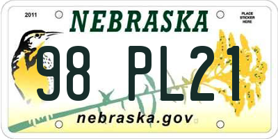 NE license plate 98PL21