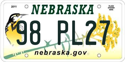 NE license plate 98PL27