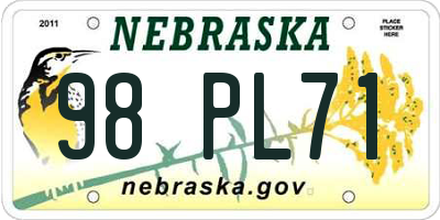 NE license plate 98PL71