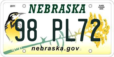 NE license plate 98PL72