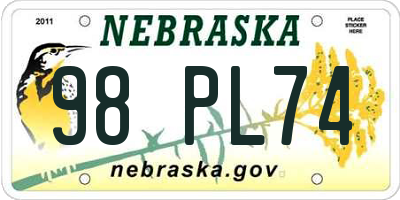 NE license plate 98PL74