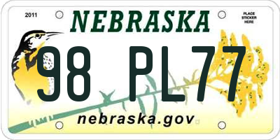 NE license plate 98PL77