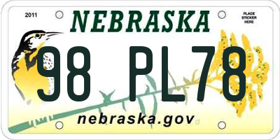NE license plate 98PL78