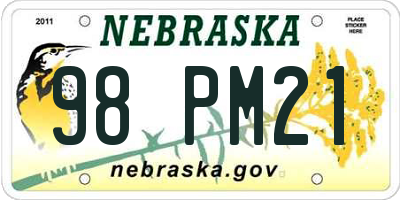 NE license plate 98PM21