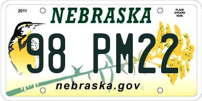 NE license plate 98PM22