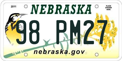 NE license plate 98PM27