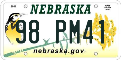NE license plate 98PM41