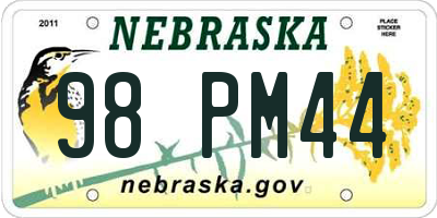 NE license plate 98PM44