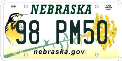 NE license plate 98PM50