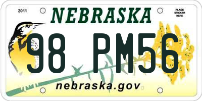 NE license plate 98PM56