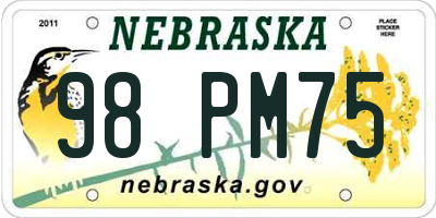 NE license plate 98PM75