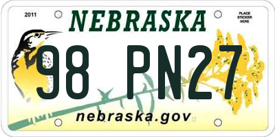 NE license plate 98PN27