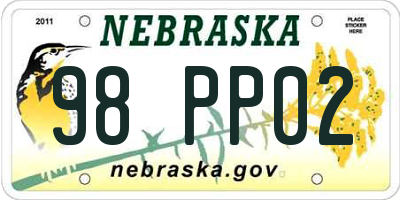 NE license plate 98PP02