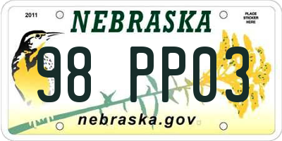 NE license plate 98PP03