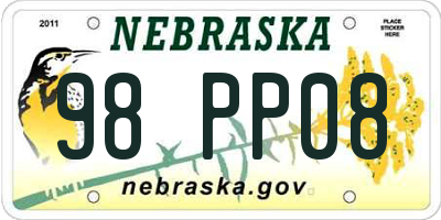 NE license plate 98PP08