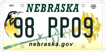 NE license plate 98PP09