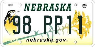 NE license plate 98PP11