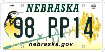 NE license plate 98PP14