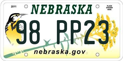 NE license plate 98PP23
