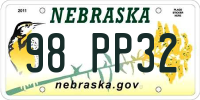 NE license plate 98PP32