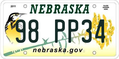 NE license plate 98PP34