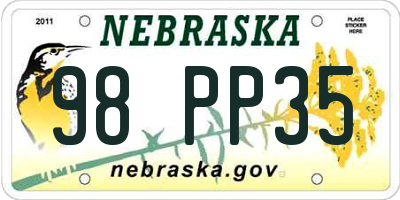 NE license plate 98PP35
