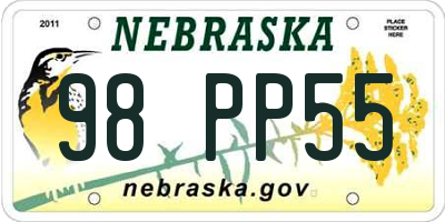NE license plate 98PP55