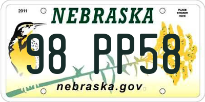 NE license plate 98PP58