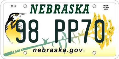 NE license plate 98PP70