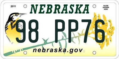 NE license plate 98PP76