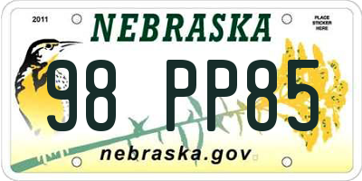 NE license plate 98PP85