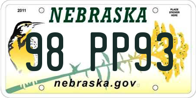 NE license plate 98PP93