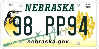 NE license plate 98PP94