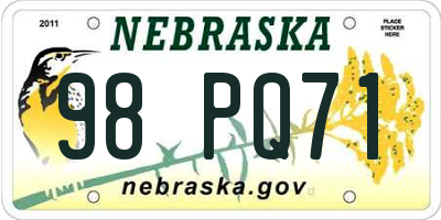 NE license plate 98PQ71
