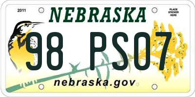 NE license plate 98PS07