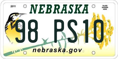 NE license plate 98PS10