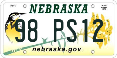 NE license plate 98PS12