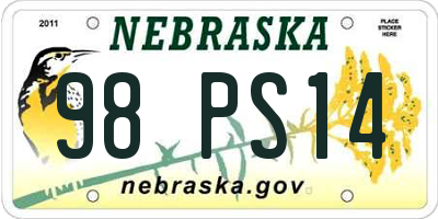 NE license plate 98PS14