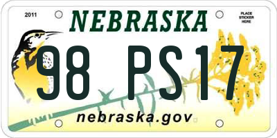 NE license plate 98PS17