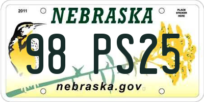 NE license plate 98PS25