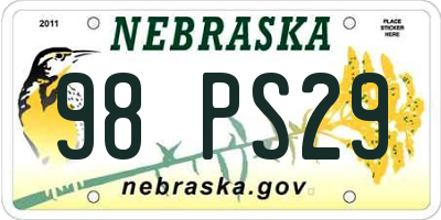 NE license plate 98PS29