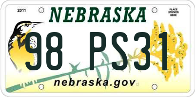 NE license plate 98PS31