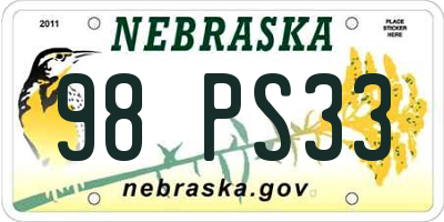 NE license plate 98PS33