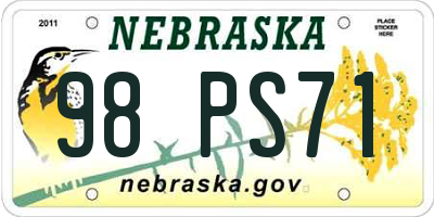 NE license plate 98PS71