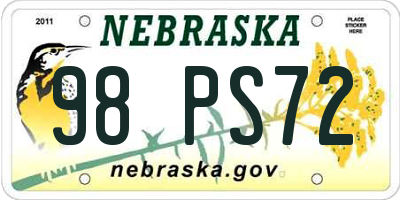 NE license plate 98PS72