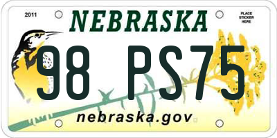 NE license plate 98PS75