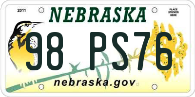 NE license plate 98PS76