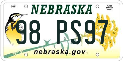 NE license plate 98PS97