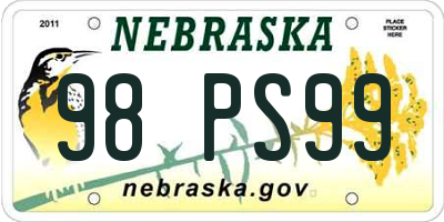 NE license plate 98PS99