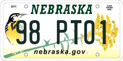NE license plate 98PT01